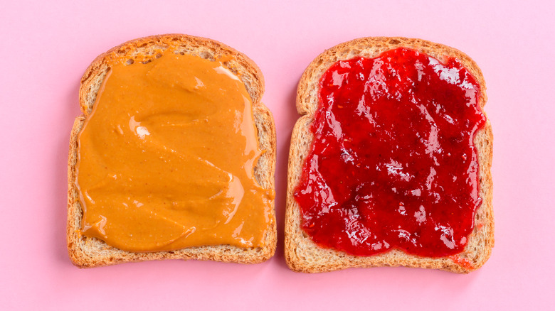 Bread slices with PB and jelly