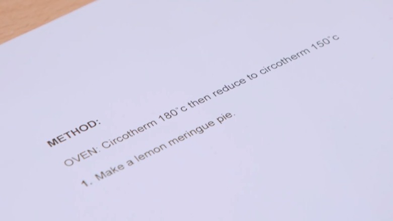 GBBO instructions for Dessert Week technical challenge,"Make a lemon meringue pie."