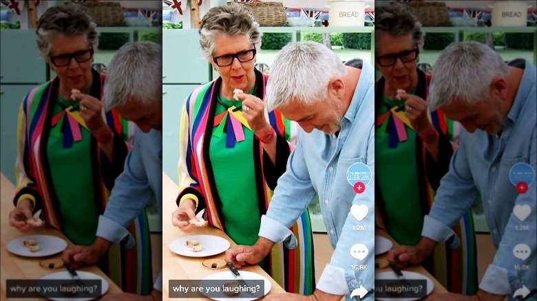 Paul Hollywood laughing with Prue Leith