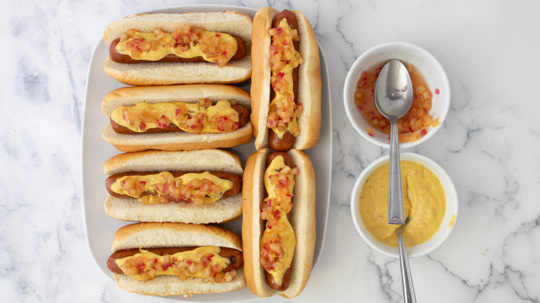 hot dogs with mustard relish