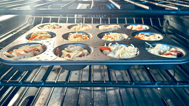 muffin pan in oven