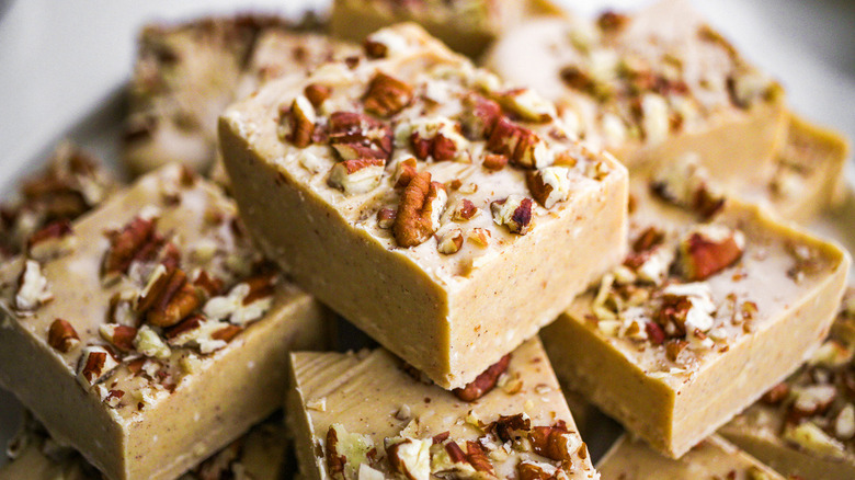 squares of pecan fudge