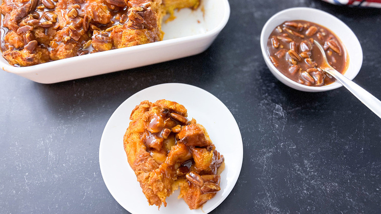 pumpkin bread pudding on plate