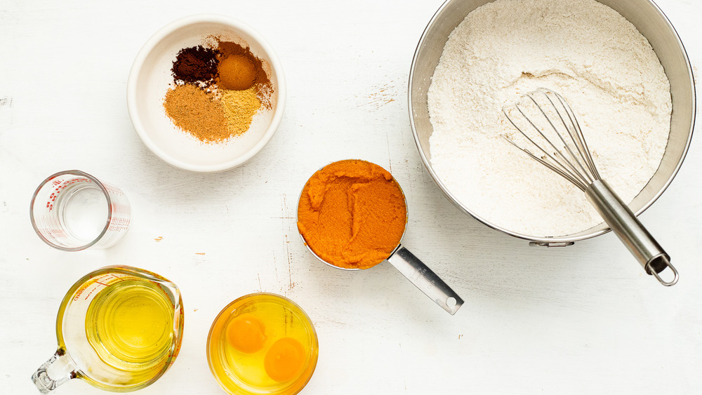 pumpkin bread recipe ingredients displayed