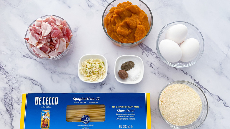 ingredients for pumpkin carbonara