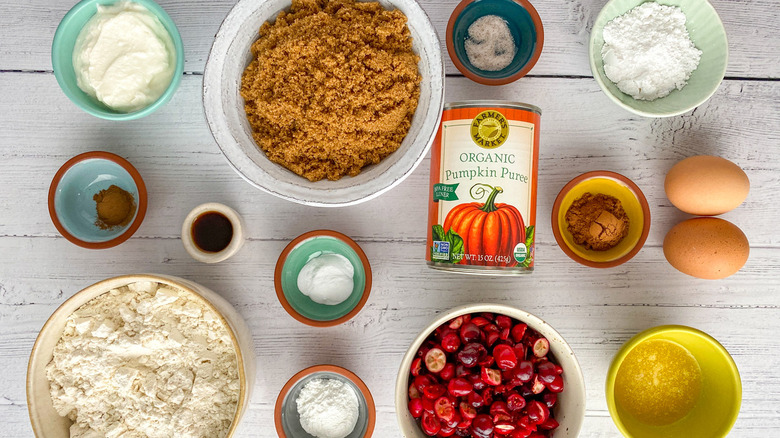 ingredients for pumpkin cranberry cake