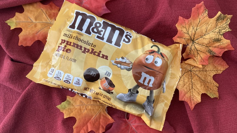 M&M's bag with leaves