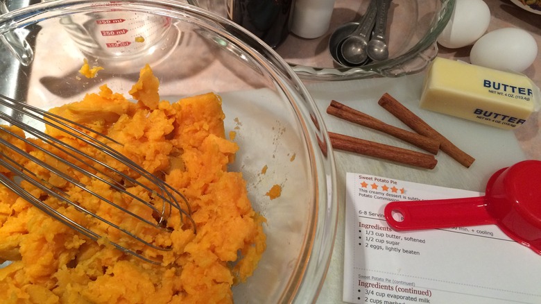 sweet potato pie being cooked 