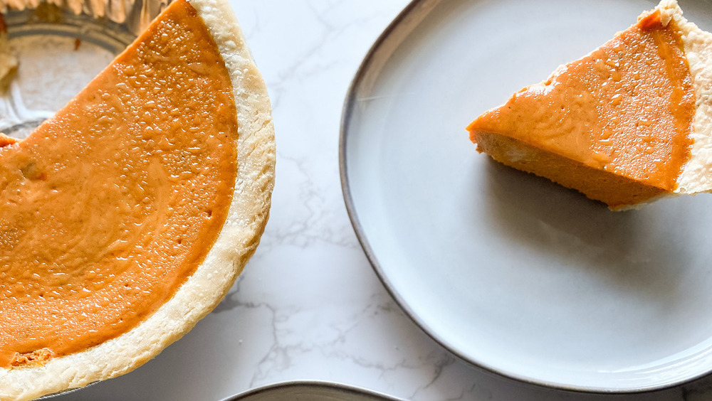 a slice of pumpkin pie