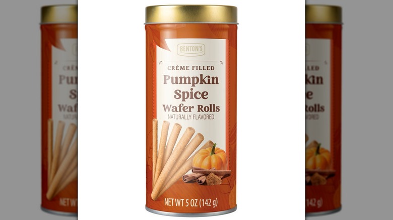 can of pumpkin wafer rolls