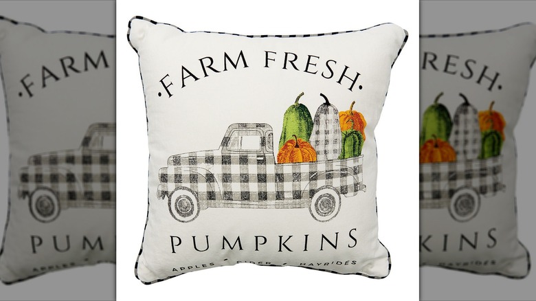 pillow with truck and pumpkins