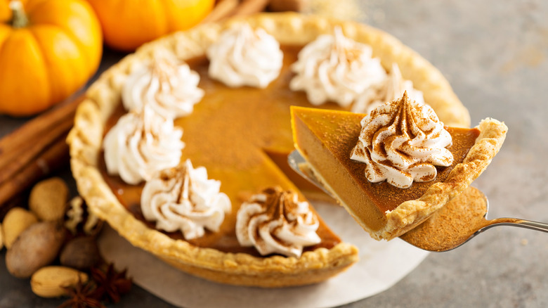 pumpkin pie with whipped cream