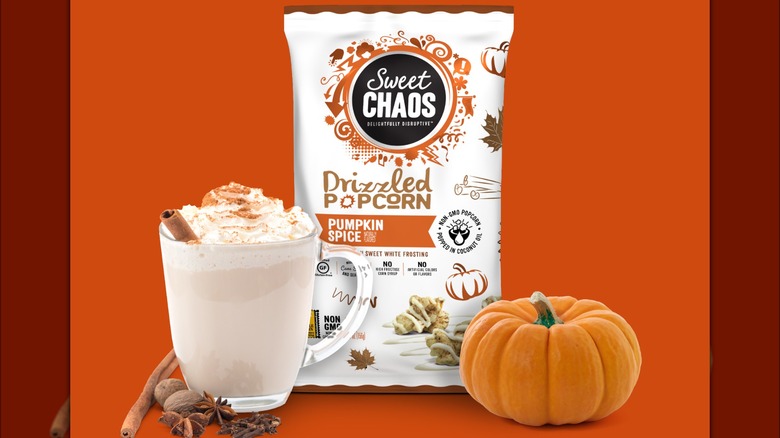 Sweet Chaos pumpkin spice drizzled popcorn