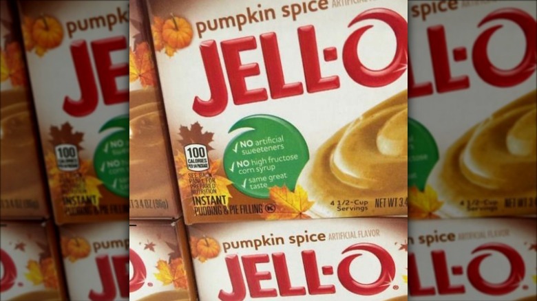 Close up of pumpkin spice Jell-Oboxes