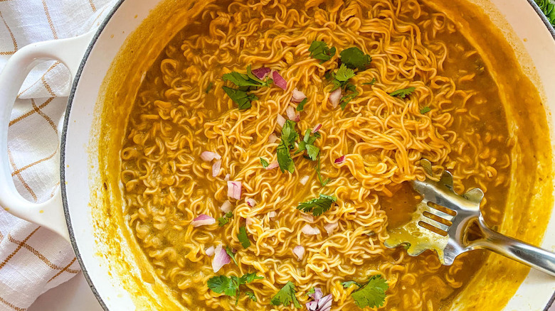 pumpkin ramen in pot