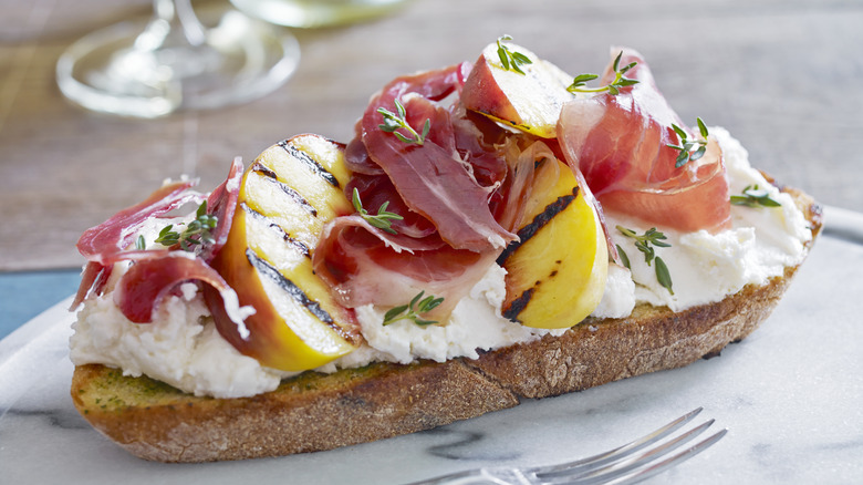 open face sandwich with fruit