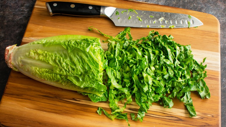 Chopped romaine leaves