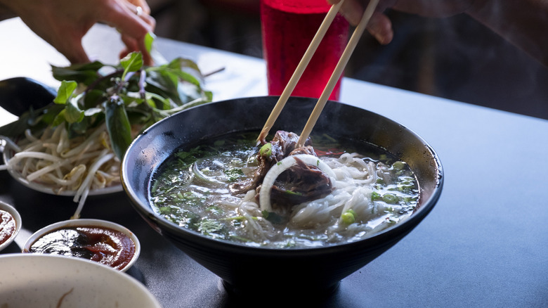 Vietnamese food at a table