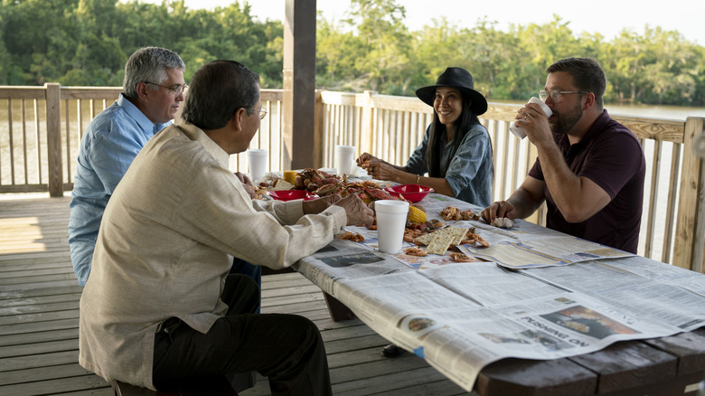 Lisa Ling eating in New Orleans