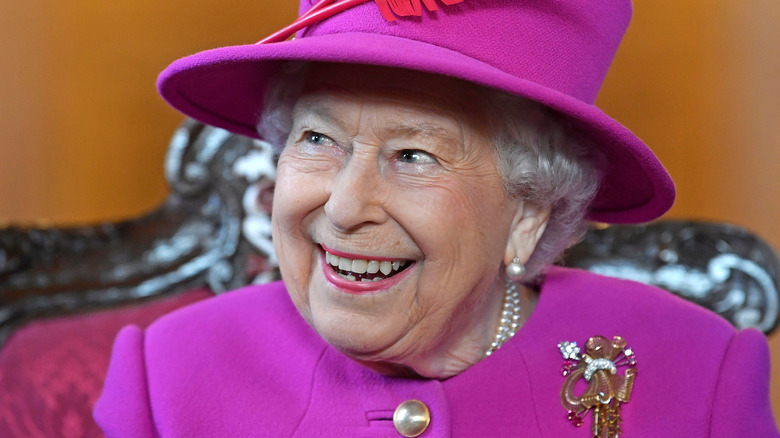 Queen Elizabeth II looking happy