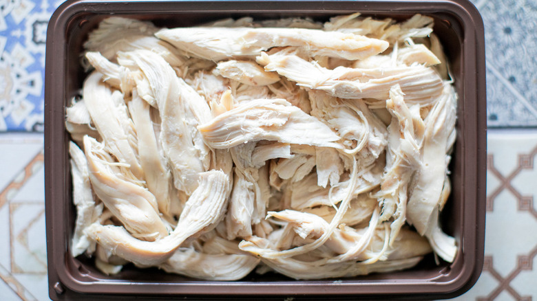 Pre-packaged shredded chicken breast