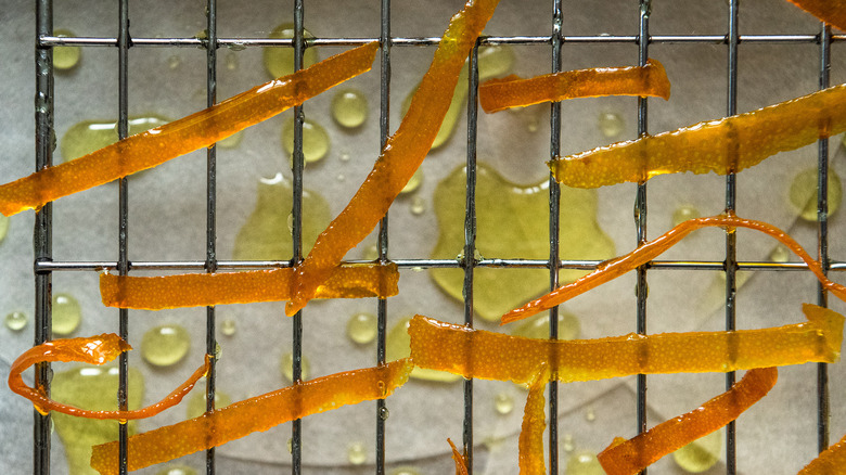 drying candied orange skins