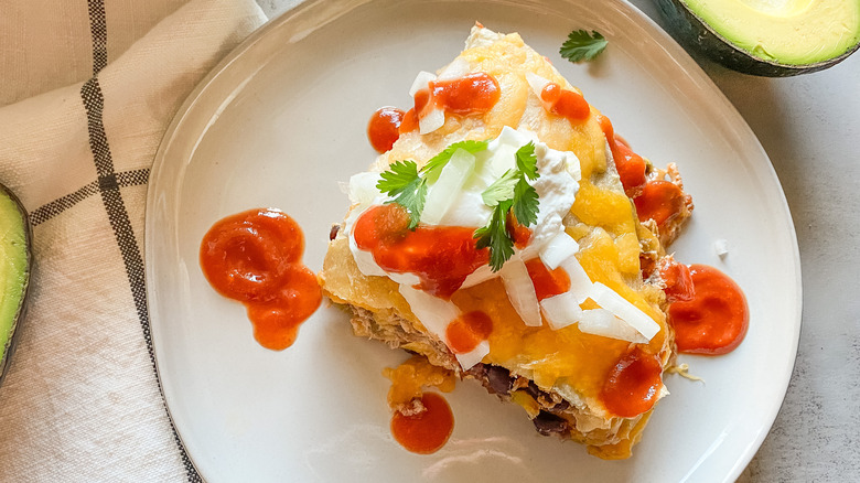 Chicken Quesadilla Casserole on plate 