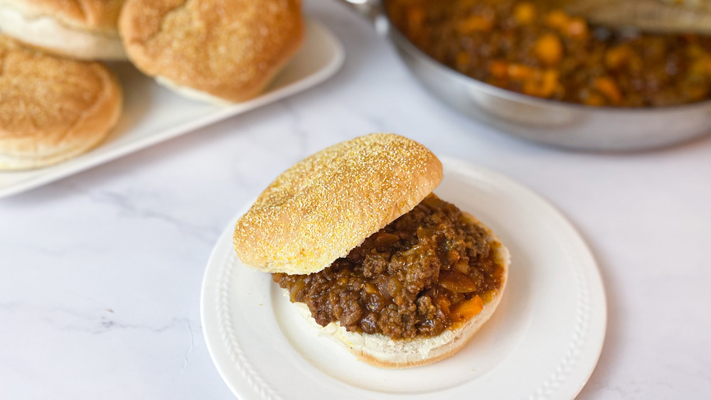 Sloppy Joes on white plate