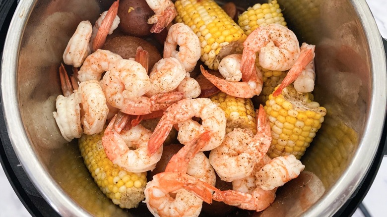 Shrimp added to the Instant Pot