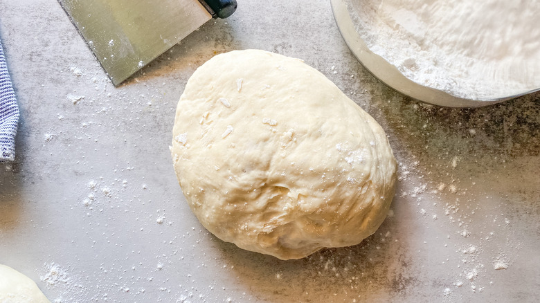 pizza dough on counter 