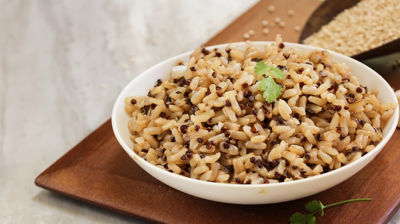 quinoa and brown rice in bowl