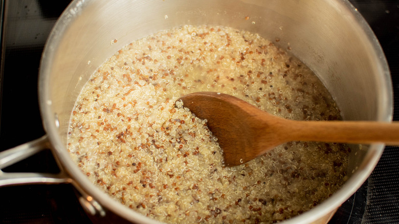 cooking quinoa in pot