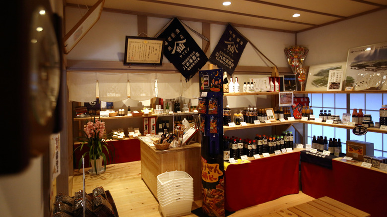 Soy sauce bottles in a store