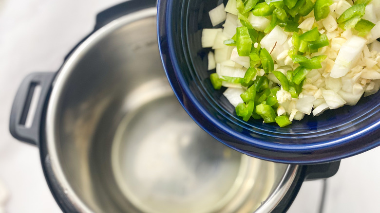 ingredients going into Instant Pot 