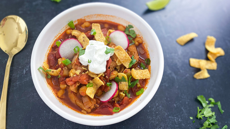 pozole with a twist in a bowl