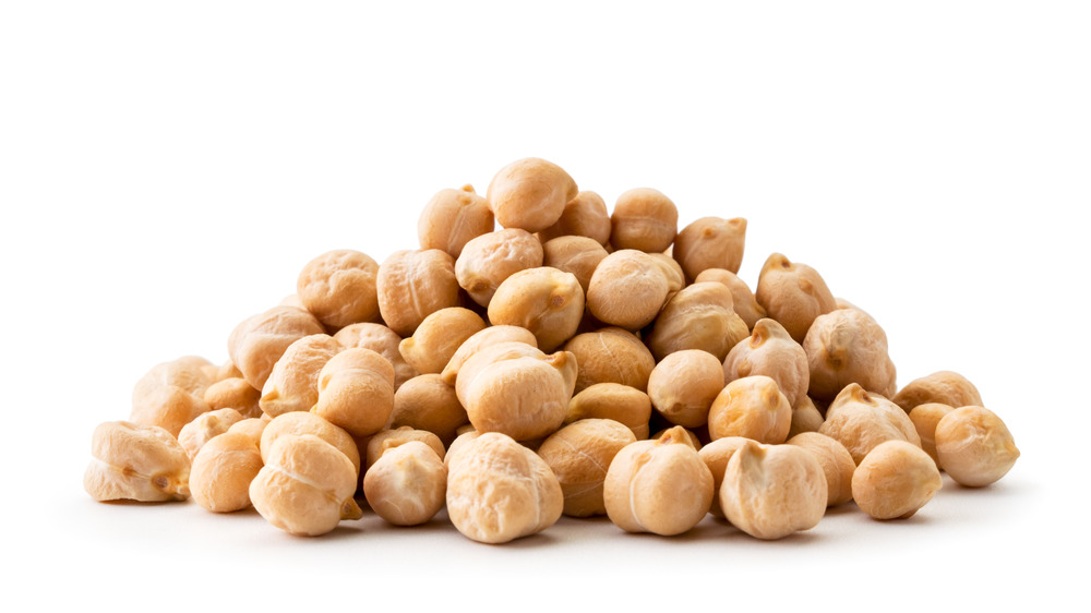 Chickpeas on a white background