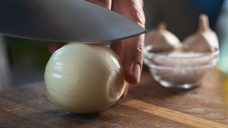 Cutting an onion