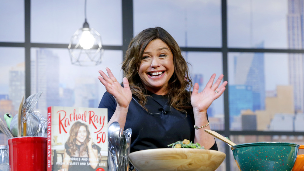 Rachael Ray on set with book 