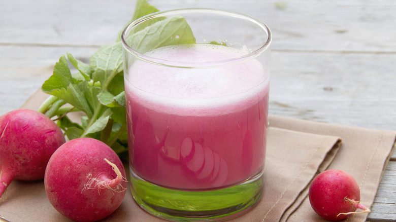 Radish smoothie in glass