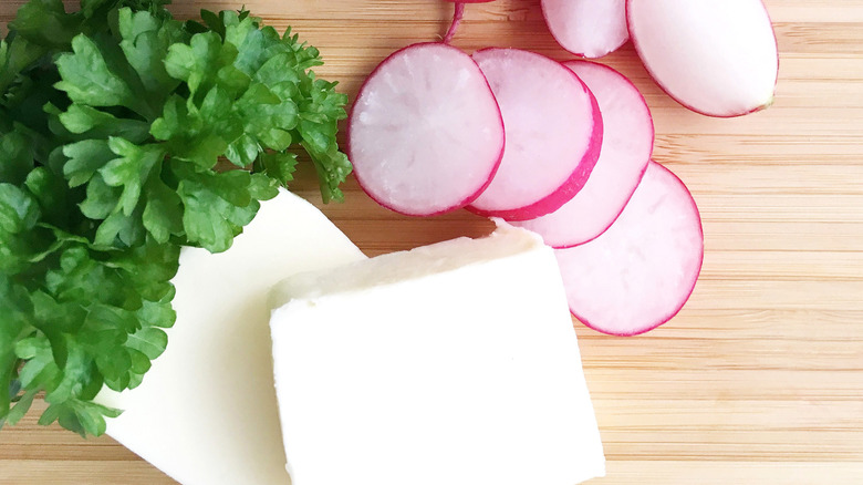 Radish slices and butter