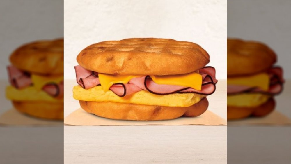 Burger King's ​Ham, Egg & Cheese Maple Waffle Sandwich