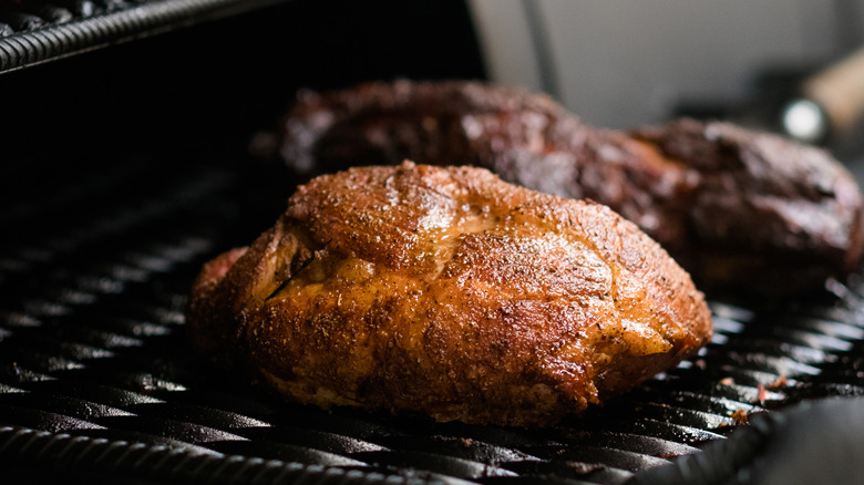 Turkey breast in smoker