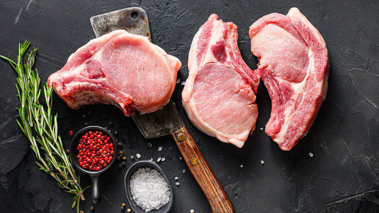 Raw pork chops