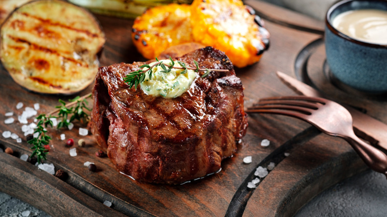 Filet mignon with herb butter