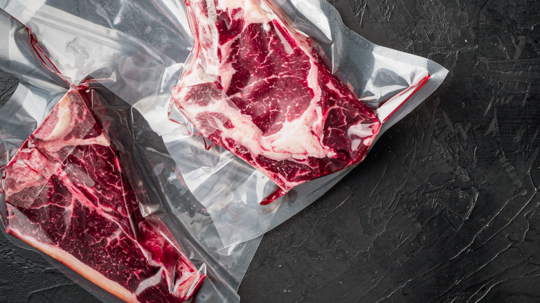 steak in plastic bag