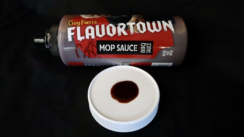 Flavortown Mop Sauce barbecue sauce bottle with sample