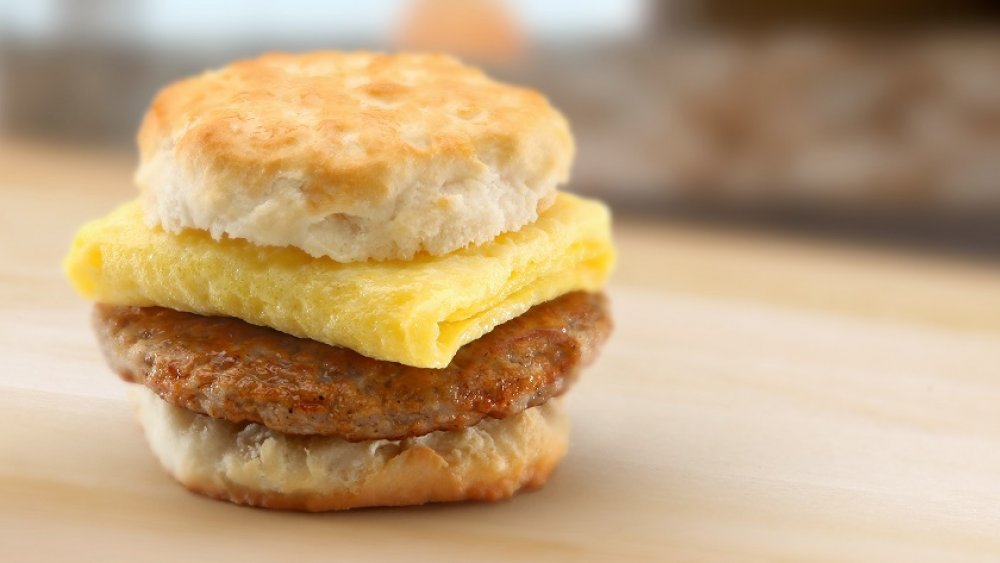 Mcdonald's sausage biscuit with egg