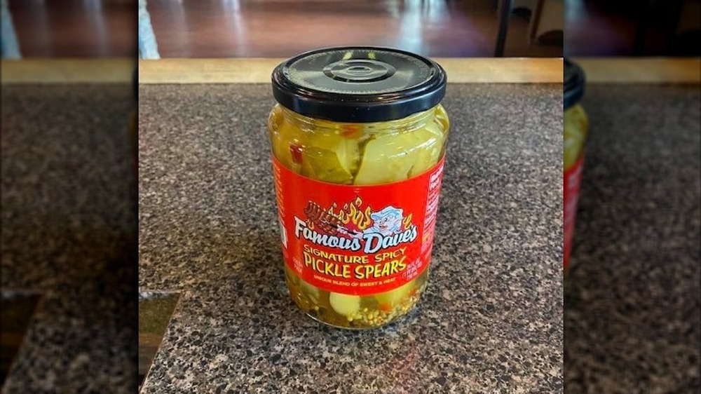 Jar of Famous Dave's Spicy Pickle Spears