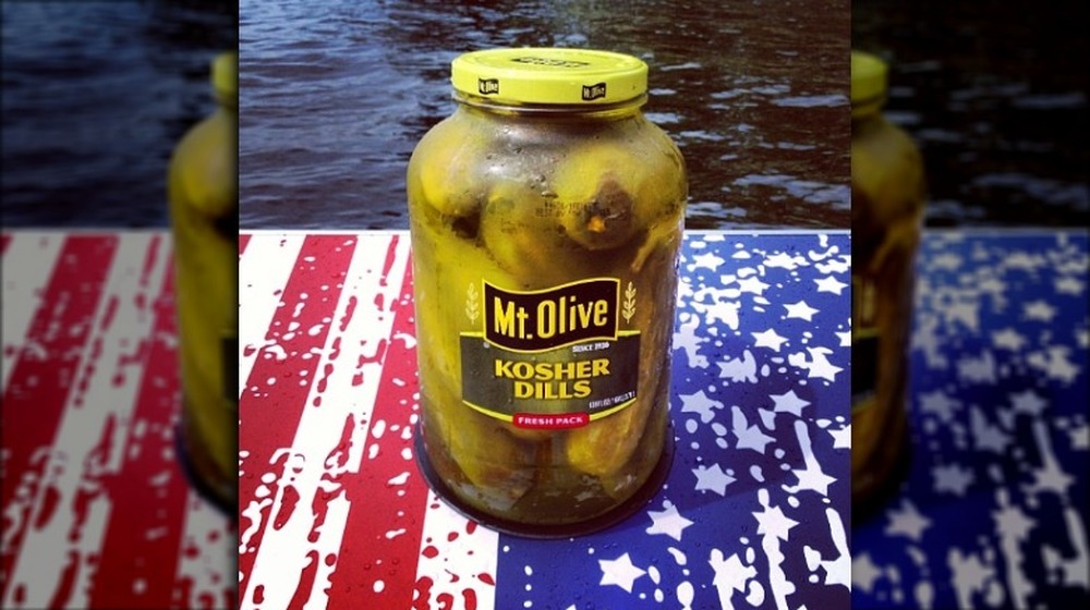 Jar of Mt. Olive Kosher Dills Pickles