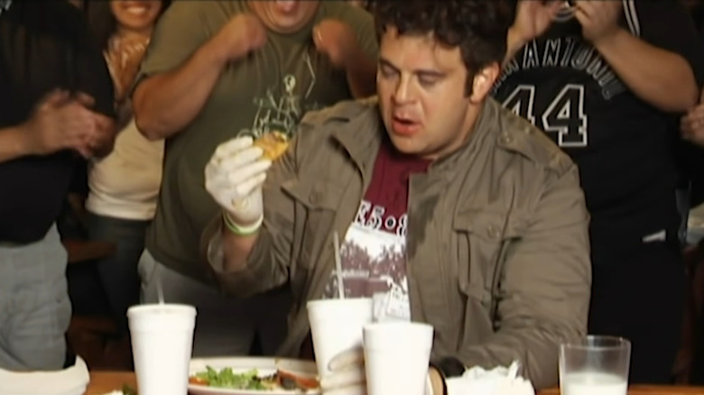 Adam Richman sweating out the Four Horsemen Challenge